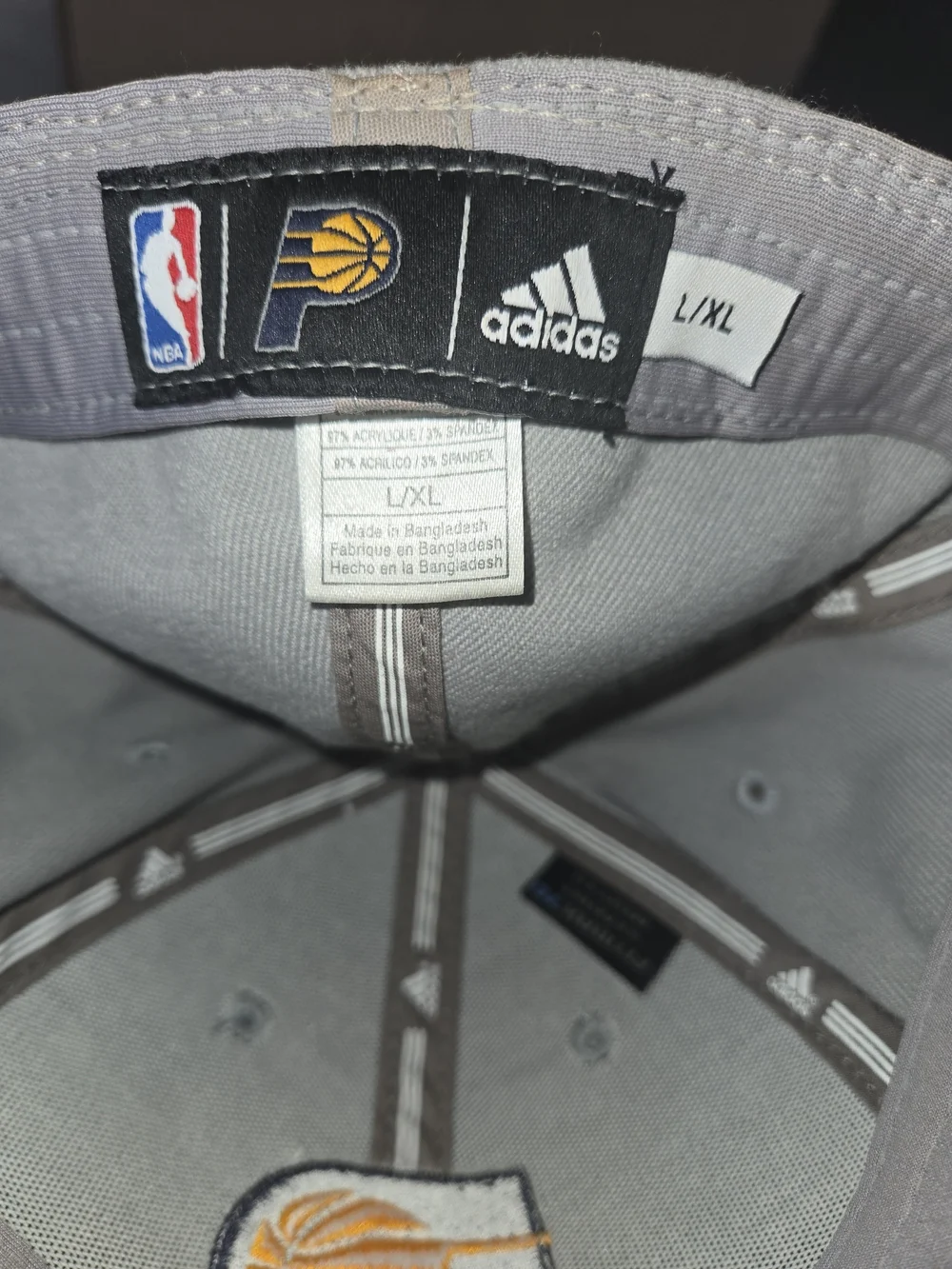 Adidas Indiana Pacers NBA Gray Fitted Flex Hat L/XL Basketball Cap